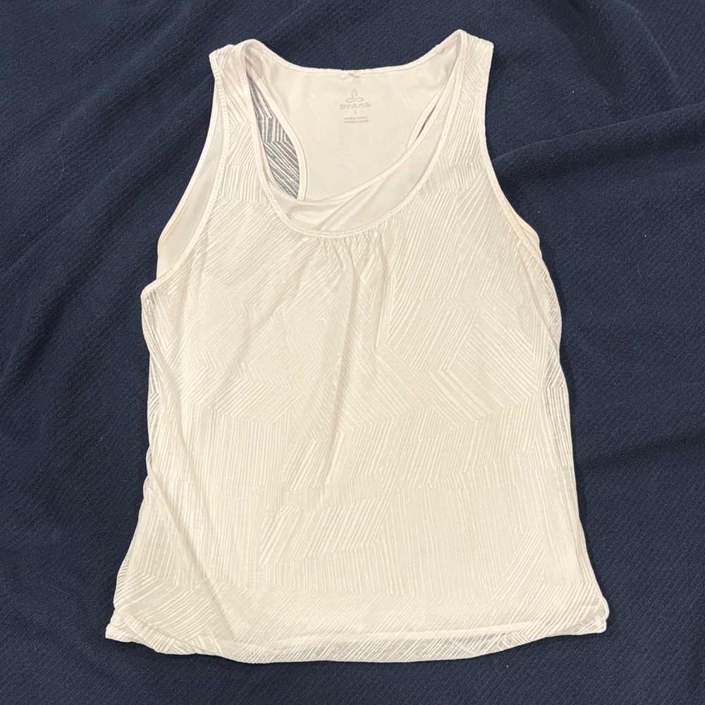 Prana White Textured Tank Top